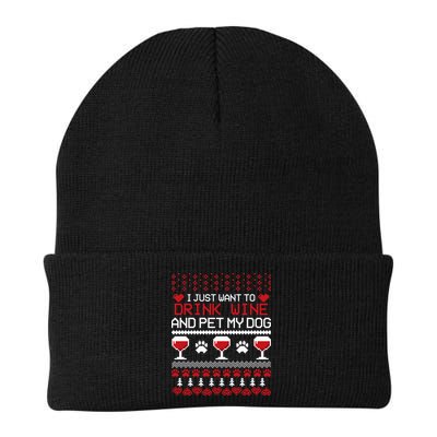 Drink Wine And Pet My Dog Ugly Christmas Beanie