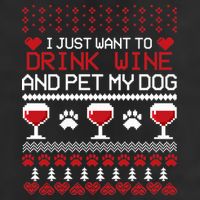 Drink Wine And Pet My Dog Ugly Christmas Trucker Hat