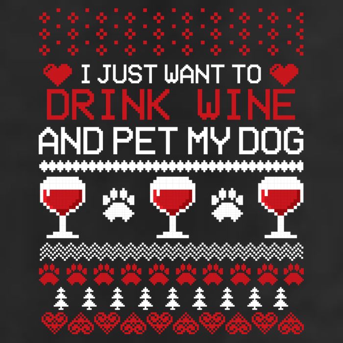 Drink Wine And Pet My Dog Ugly Christmas Trucker Hat