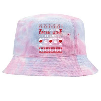 Drink Wine And Pet My Dog Ugly Christmas Tie-Dyed Bucket Hat