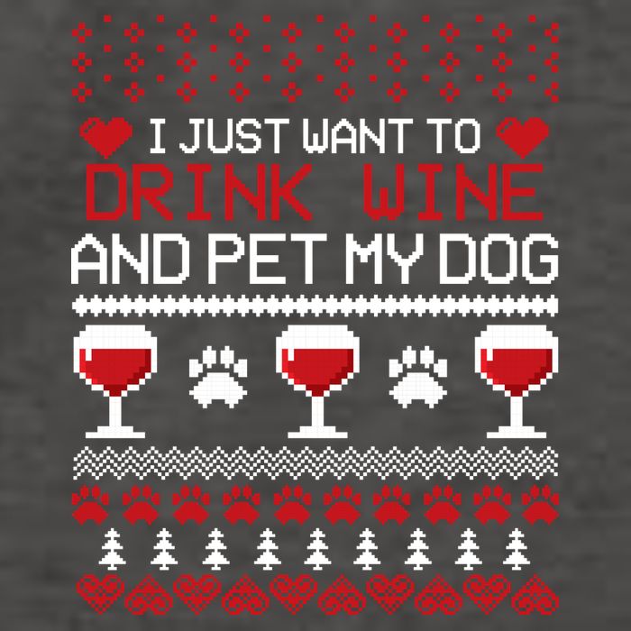Drink Wine And Pet My Dog Ugly Christmas Vector Backpack