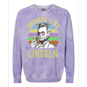 Drinkin' Like Lincoln Retro Abraham Colorblast Crewneck Sweatshirt