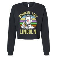 Drinkin' Like Lincoln Retro Abraham Cropped Pullover Crew