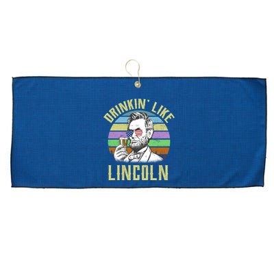 Drinkin' Like Lincoln Retro Abraham Large Microfiber Waffle Golf Towel
