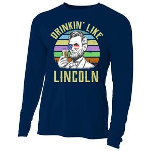 Drinkin' Like Lincoln Retro Abraham Cooling Performance Long Sleeve Crew