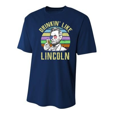 Drinkin' Like Lincoln Retro Abraham Youth Performance Sprint T-Shirt