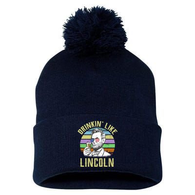 Drinkin' Like Lincoln Retro Abraham Pom Pom 12in Knit Beanie