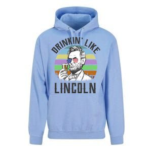 Drinkin' Like Lincoln Retro Abraham Unisex Surf Hoodie