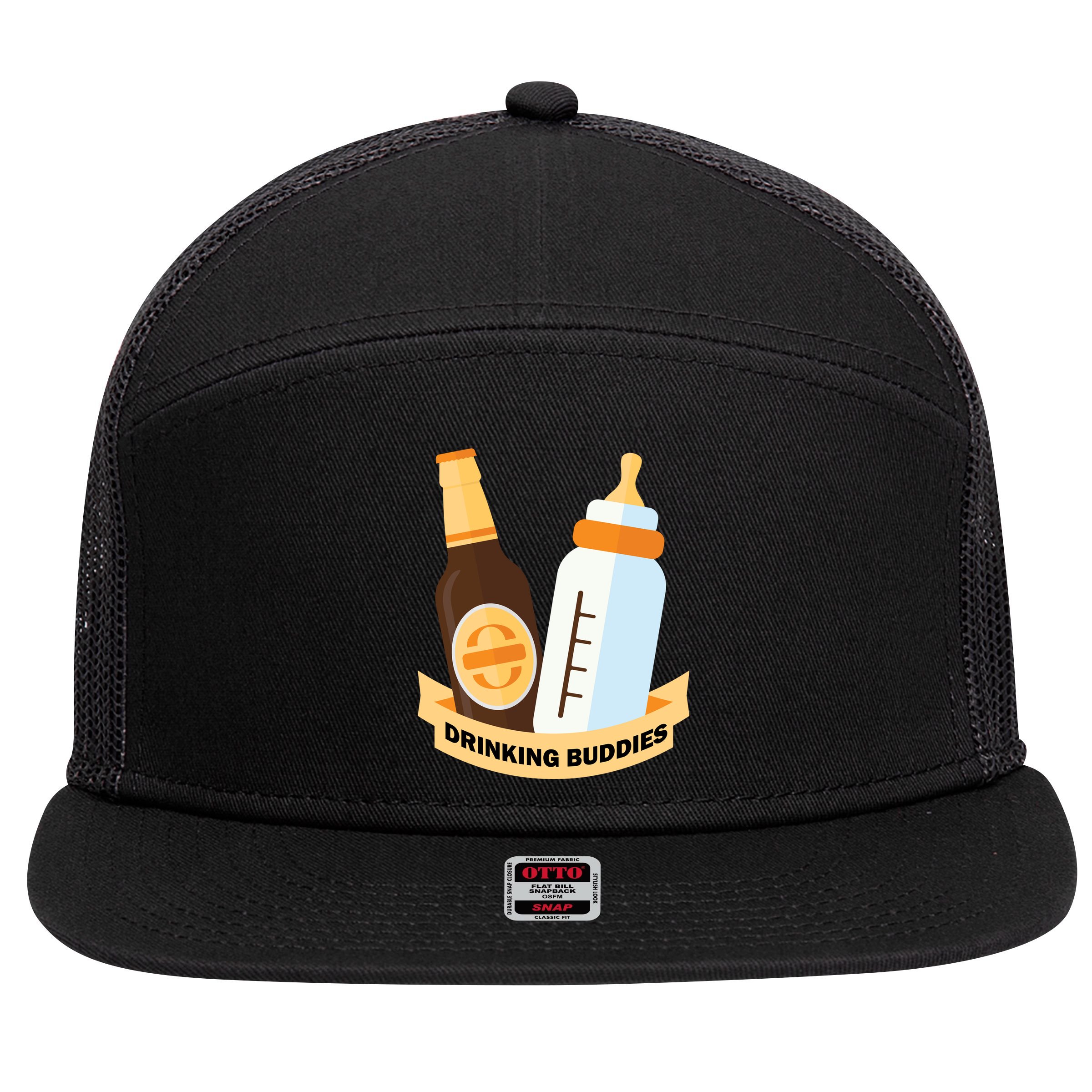 Drinking Buddies 7 Panel Mesh Trucker Snapback Hat