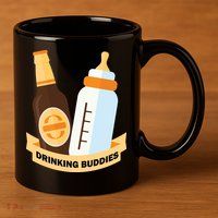 Drinking Buddies 11oz C Handle Ceramic Mug