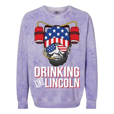 Drinking Like Lincoln Colorblast Crewneck Sweatshirt