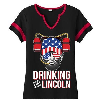 Drinking Like Lincoln Ladies Halftime Notch Neck Tee