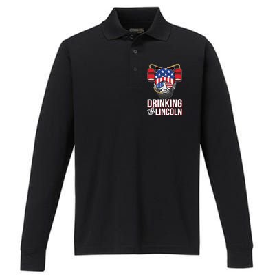 Drinking Like Lincoln Performance Long Sleeve Polo