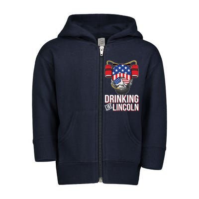 Drinking Like Lincoln Toddler Zip Fleece Hoodie