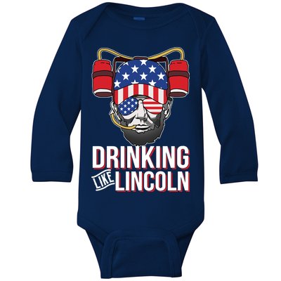 Drinking Like Lincoln Baby Long Sleeve Bodysuit