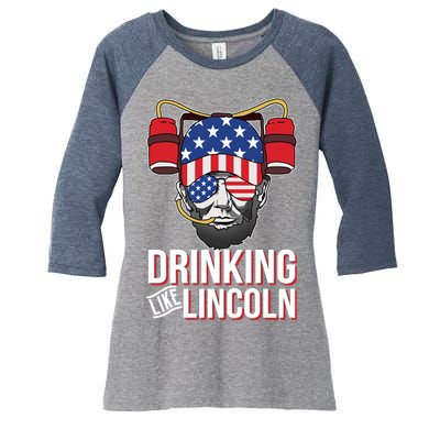 Drinking Like Lincoln Women's Tri-Blend 3/4-Sleeve Raglan Shirt