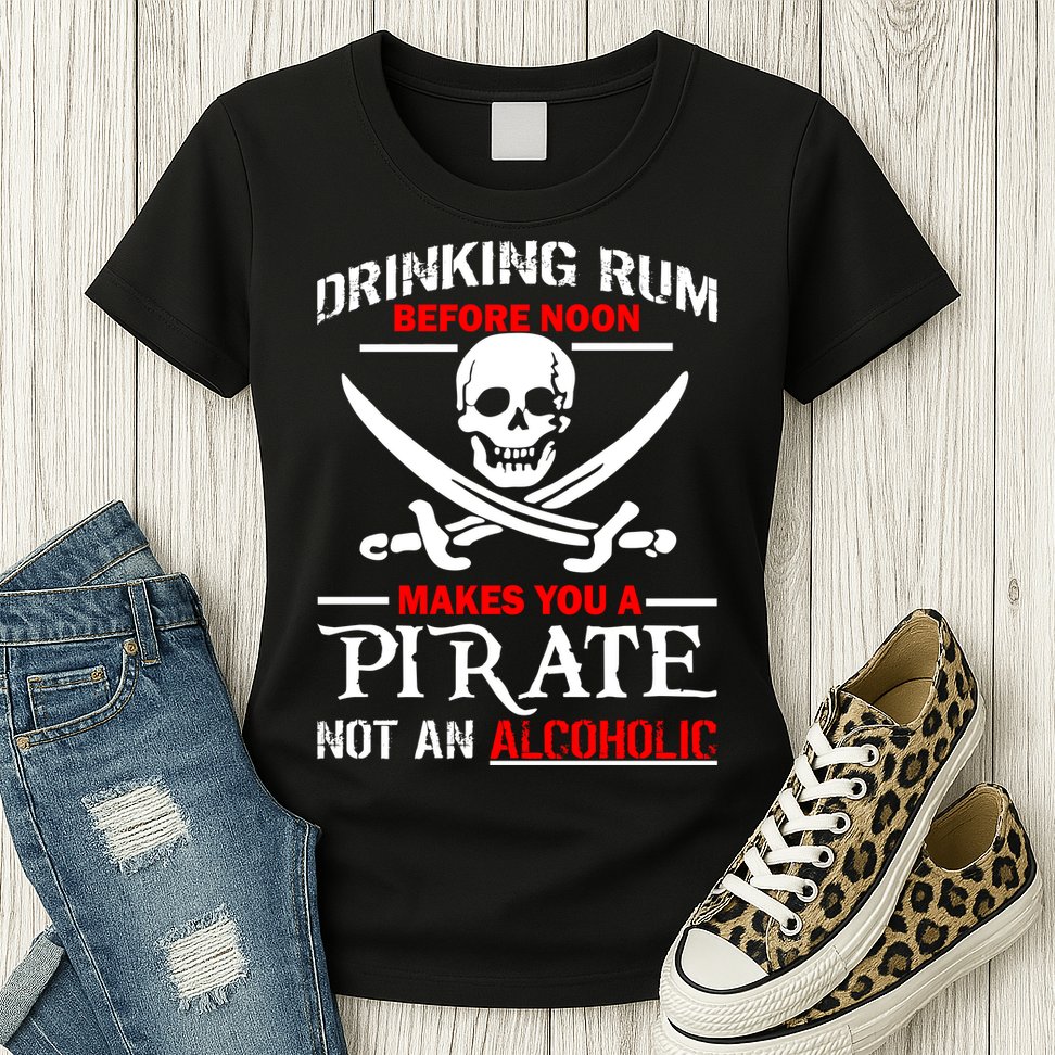 Drinking Rum Before Noon Makes You A Pirate Womens T-Shirt