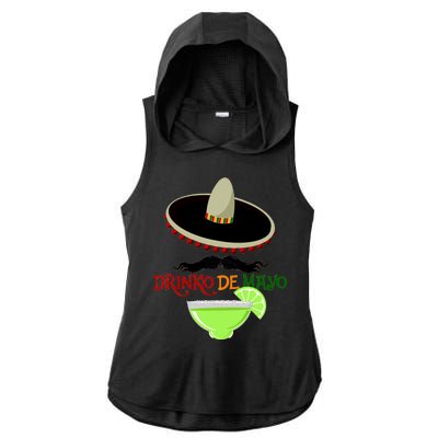 Drinko De Mayo Funny Cinco De Mayo Mustache Sombrero Ladies PosiCharge Tri-Blend Wicking Draft Hoodie Tank