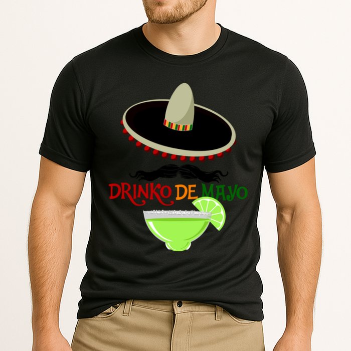 Drinko De Mayo Funny Cinco De Mayo Mustache Sombrero Cooling Performance Crew T-Shirt