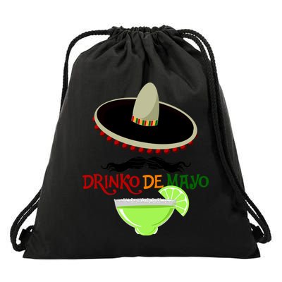 Drinko De Mayo Funny Cinco De Mayo Mustache Sombrero Drawstring Bag