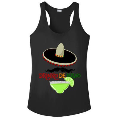 Drinko De Mayo Funny Cinco De Mayo Mustache Sombrero Ladies PosiCharge Competitor Racerback Tank
