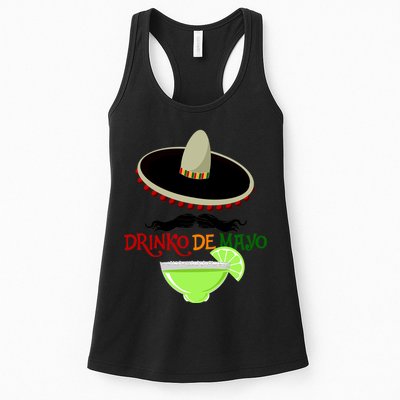 Drinko De Mayo Funny Cinco De Mayo Mustache Sombrero Womens Tank Top