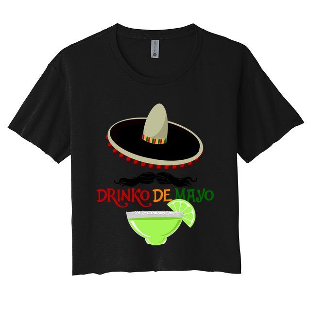 Drinko De Mayo Funny Cinco De Mayo Mustache Sombrero Crop Top