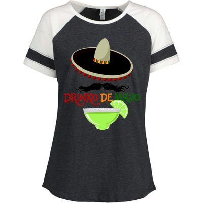 Drinko De Mayo Funny Cinco De Mayo Mustache Sombrero Enza Ladies Jersey Colorblock Tee