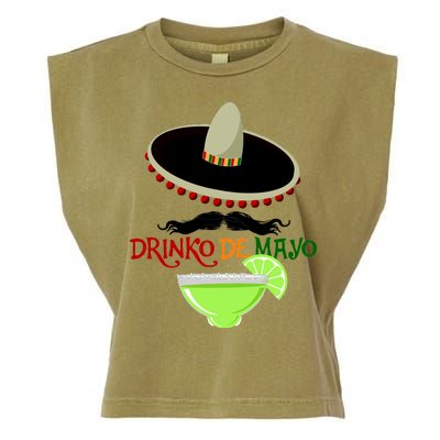 Drinko De Mayo Funny Cinco De Mayo Mustache Sombrero Garment-Dyed Women's Muscle Tee