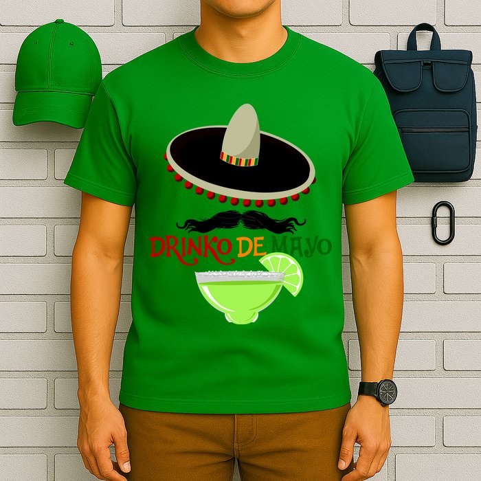 Drinko De Mayo Funny Cinco De Mayo Mustache Sombrero T-Shirt
