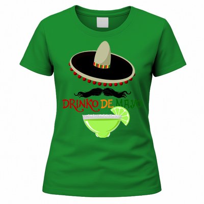 Drinko De Mayo Funny Cinco De Mayo Mustache Sombrero Women's T-Shirt