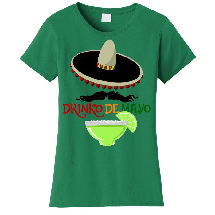 Drinko De Mayo Funny Cinco De Mayo Mustache Sombrero Women's T-Shirt