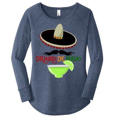 Drinko De Mayo Funny Cinco De Mayo Mustache Sombrero Women's Perfect Tri Tunic Long Sleeve Shirt