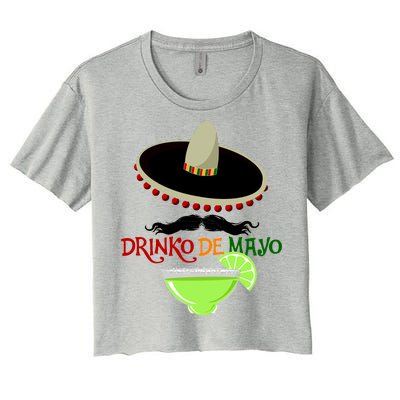 Drinko De Mayo Funny Cinco De Mayo Mustache Sombrero Women's Crop Top Tee