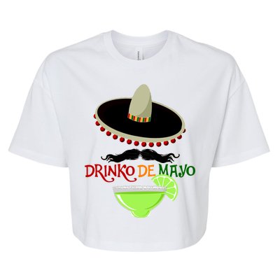 Drinko De Mayo Funny Cinco De Mayo Mustache Sombrero Bella+Canvas Jersey Crop Tee