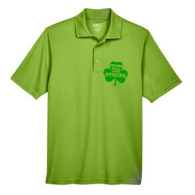 Drinks Well With Others Funny St. Patrick's Day Drinking Men's Origin Performance Pique Polo