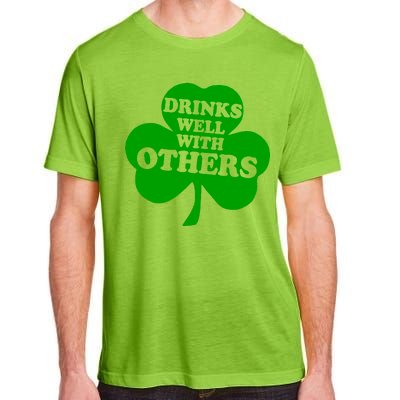 Drinks Well With Others Funny St. Patrick's Day Drinking Adult ChromaSoft Performance T-Shirt