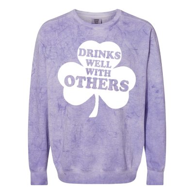 Drinks Well With Others Funny St. Patrick's Day Drinking Colorblast Crewneck Sweatshirt