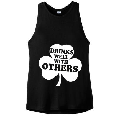 Drinks Well With Others Funny St. Patrick's Day Drinking Ladies PosiCharge Tri-Blend Wicking Tank