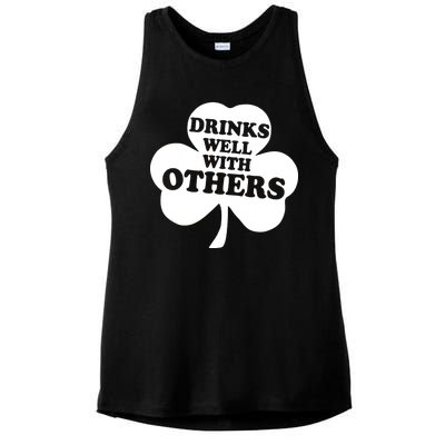 Drinks Well With Others Funny St. Patrick's Day Drinking Ladies PosiCharge Tri-Blend Wicking Tank