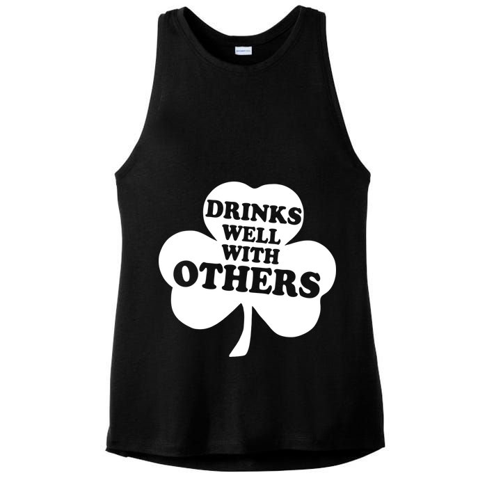 Drinks Well With Others Funny St. Patrick's Day Drinking Ladies PosiCharge Tri-Blend Wicking Tank