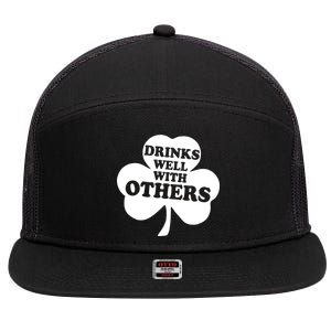 Drinks Well With Others Funny St. Patrick's Day Drinking 7 Panel Mesh Trucker Snapback Hat