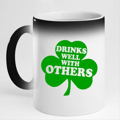 Drinks Well With Others Funny St. Patrick's Day Drinking 11oz Black Color Changing Mug