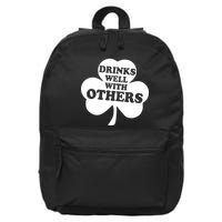 Drinks Well With Others Funny St. Patrick's Day Drinking 16 in Basic Backpack