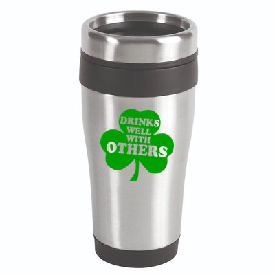 Drinks Well With Others Funny St. Patrick's Day Drinking 16oz Travel Tumbler