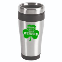 Drinks Well With Others Funny St. Patrick's Day Drinking 16oz Travel Tumbler