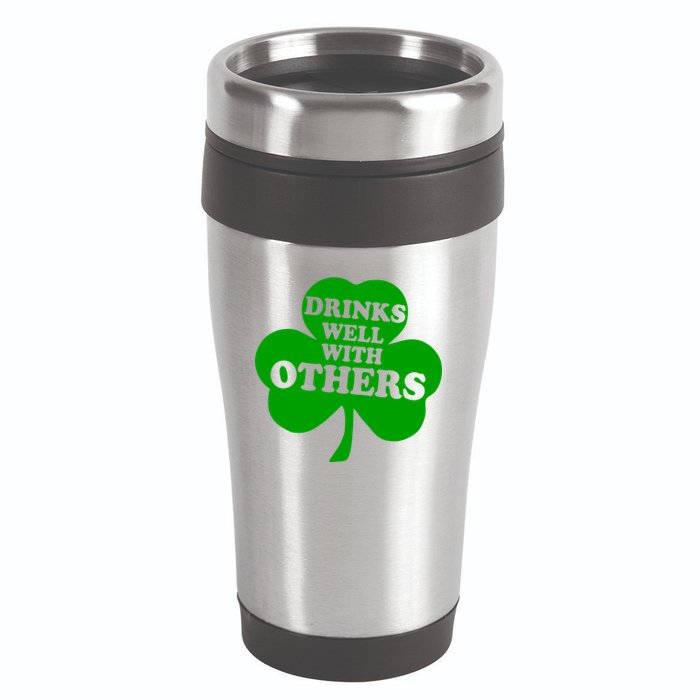 Drinks Well With Others Funny St. Patrick's Day Drinking 16oz Travel Tumbler