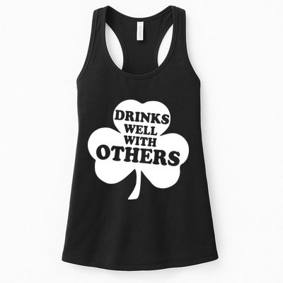 Drinks Well With Others Funny St. Patrick's Day Drinking Womens Tank Top