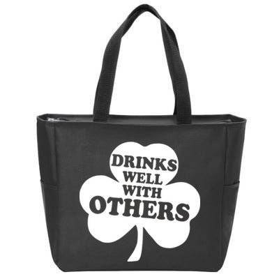 Drinks Well With Others Funny St. Patrick's Day Drinking Zip Tote Bag