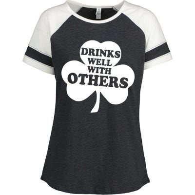 Drinks Well With Others Funny St. Patrick's Day Drinking Enza Ladies Jersey Colorblock Tee